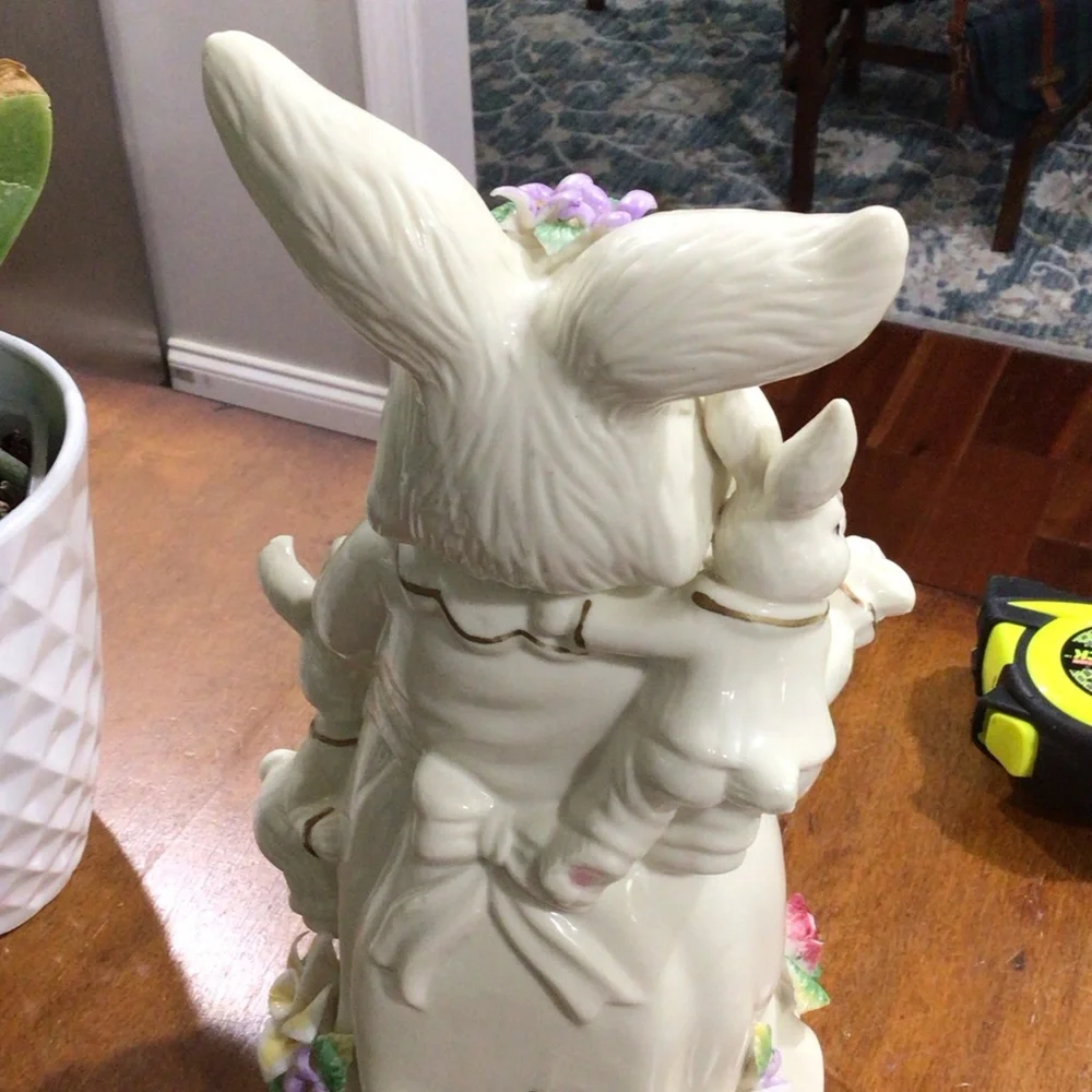 Musical 11” Porcelain Mrs Easter Bunny Figurine